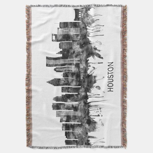 Houston Texas Skyline BW Deken (Voorkant Verticaal)