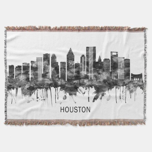Houston Texas Skyline BW Deken (Voorkant)