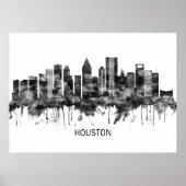 Houston Texas Skyline BW Poster (Voorkant)