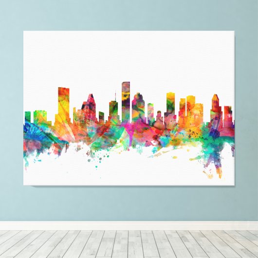 Houston Texas Skyline Canvas Afdruk (Insitu (Houten vloer))