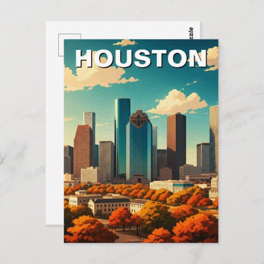 Houston Texas Skyline Cityscape fall Briefkaart (Voorkant / Achterkant)