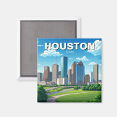 Houston Texas Skyline Cityscape voorjaar Magneet (Voorkant / Achterkant)