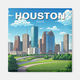 Houston Texas Skyline Cityscape voorjaar Magneet