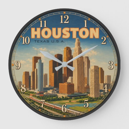 Houston Texas Skyline Grote Klok (Voorkant)