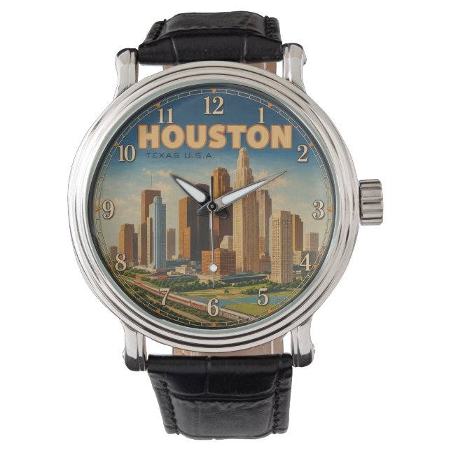 Houston Texas Skyline  Horloge (Voorkant)