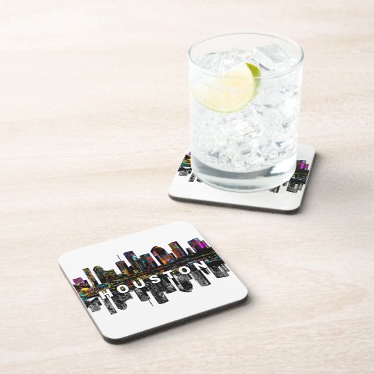 Houston, Texas skyline in graffiti Bier Onderzetter (Rechterzijde)