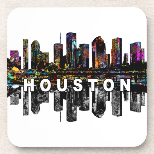 Houston, Texas skyline in graffiti Bier Onderzetter (Voorkant)