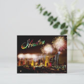 Houston, Texas skyline met vuurwerk Briefkaart (Staand voorkant)