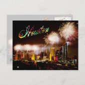 Houston, Texas skyline met vuurwerk Briefkaart (Voorkant / Achterkant)