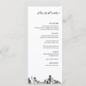 Houston Texas Skyline Modern huwelijksdiner Menu (Voorkant / Achterkant)