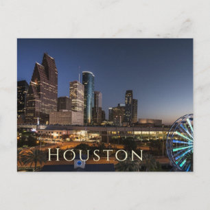 Houston, Texas Skyline, Nachtverlichting Briefkaart