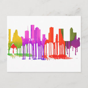 HOUSTON TEXAS SKYLINE PUDDLES - BRIEFKAART