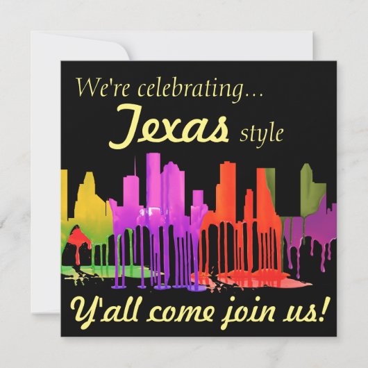 HOUSTON TEXAS SKYLINE PUDDLES - KAART (Voorkant)