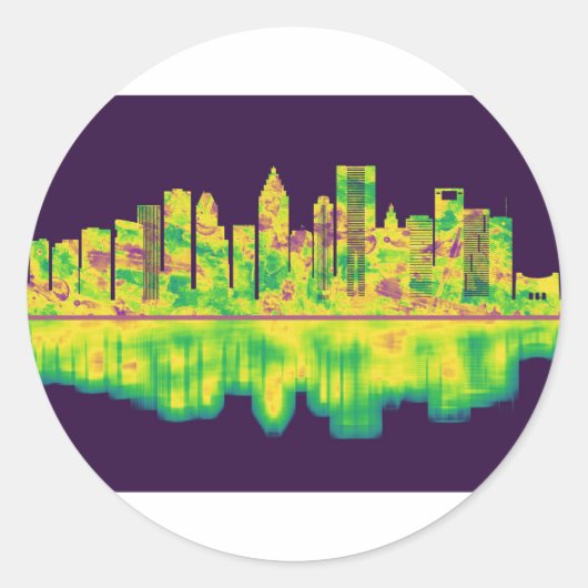 Houston Texas Skyline Ronde Sticker (Voorkant)