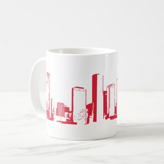 Houston, Texas Skyline, Rood - Line Art Koffiemok (Voorkant links)