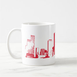 Houston, Texas Skyline, Rood - Line Art Koffiemok