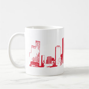Houston, Texas Skyline, Rood - Line Art Koffiemok