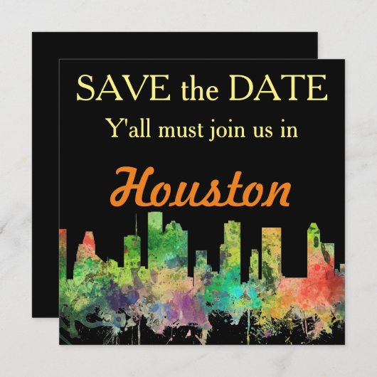 HOUSTON TEXAS SKYLINE SP - SAVE THE DATE (Voorkant / Achterkant)