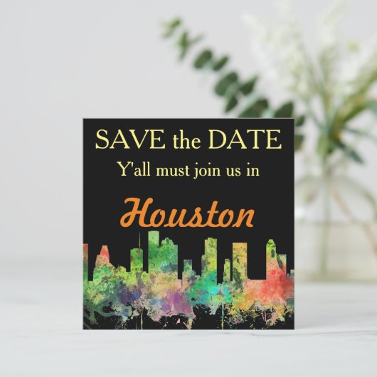 HOUSTON TEXAS SKYLINE SP - SAVE THE DATE (Staand voorkant)