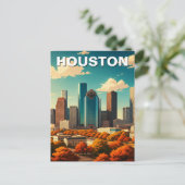 Houston Texas Skyline Stadsbeeld herfst Briefkaart (Staand voorkant)