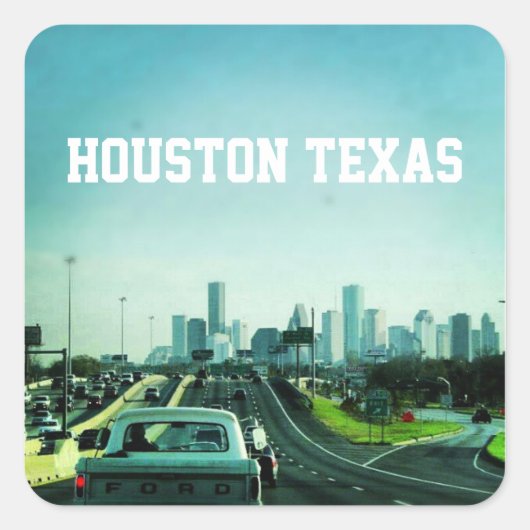 Houston Texas Skyline (Sticker) Vierkante Sticker (Voorkant)