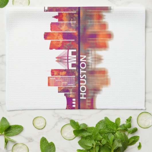 Houston Texas Skyline Theedoek (Gevouwen)