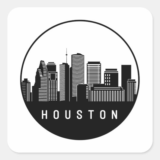 Houston Texas Skyline Vierkante Sticker (Voorkant)