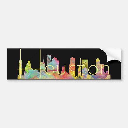 HOUSTON TEXAS SKYLINE WB1 - BUMPERSTICKER (Voorkant)
