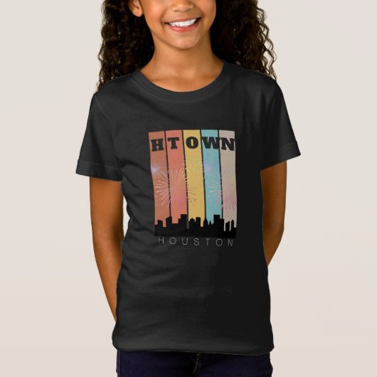 houston texas space city black t shirt (Voorkant)