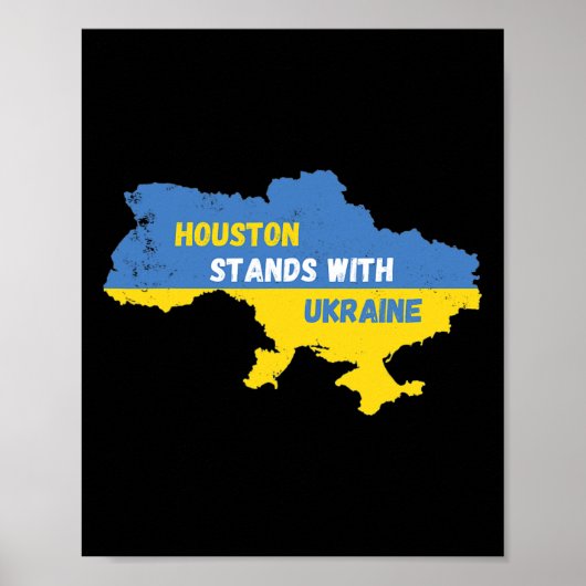 Houston Texas Staat Met Oekraïne Poster (Voorkant)