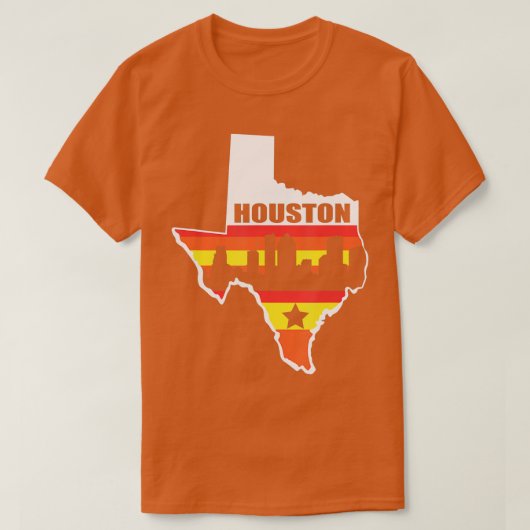 Houston Texas  staatsvlag Houston Skyline T-shirt (Design voorkant)