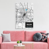 Houston, Texas Stadsplattegrond + Markeer uw locat Canvas Afdruk (Insitu (Woonkamer))