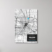 Houston, Texas Stadsplattegrond + Markeer uw locat Canvas Afdruk (Voorkant)