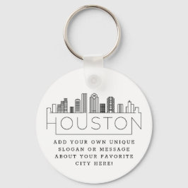 Houston, Texas Stylized Skyline | Aangepaste sloga Sleutelhanger