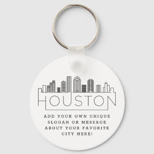 Houston, Texas Stylized Skyline Aangepaste sloga Sleutelhanger