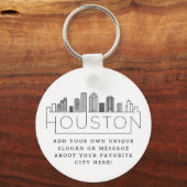 Houston, Texas Stylized Skyline | Aangepaste sloga Sleutelhanger (Voorkant)