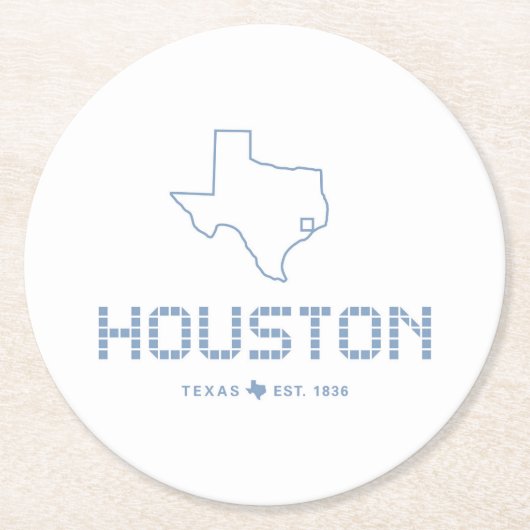 Houston & Texas Tegel, Blue Tegel, Houston Ronde Kartonnen Onderzetter (Voorkant)