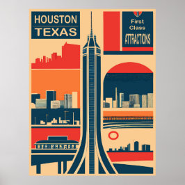 Houston, Texas, Toeristische Attracties, Reizen Poster
