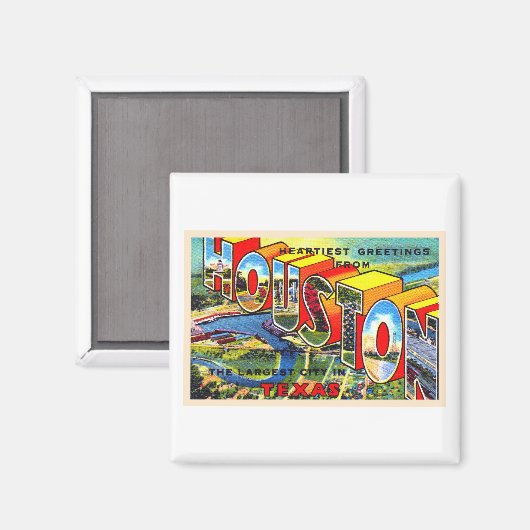 Houston Texas TX groot Briefkaart Magneet (Voorkant / Achterkant)