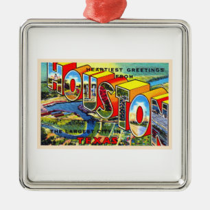 Houston Texas TX  groot Briefkaart Metalen Ornament