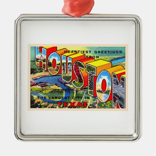 Houston Texas TX groot Briefkaart Metalen Ornament (Voorkant)
