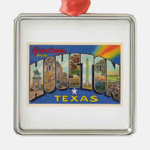 Houston Texas TX groot Briefkaart Metalen Ornament
