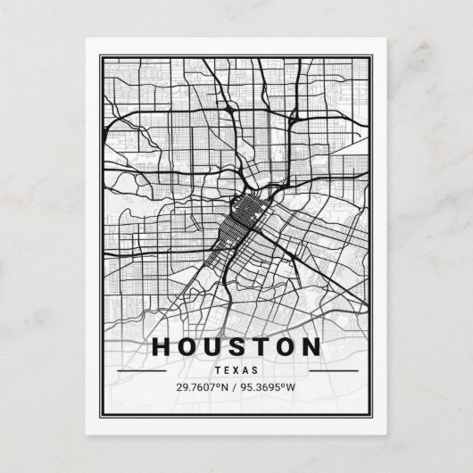 Houston Texas USA Travel City Map Poster Briefkaart (Voorkant)
