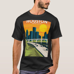 Houston Texas Verenigde Staten Vintage Minimal Cit T-shirt