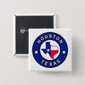 Houston Texas Vierkante Button 5,1 Cm (Voorkant /achterkant)