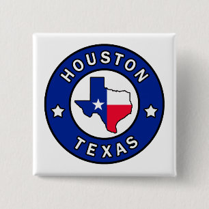 Houston Texas Vierkante Button 5,1 Cm