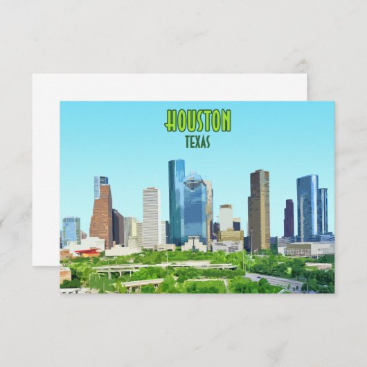 Houston Texas Vintage Flat Kaart (Voorkant / Achterkant)