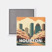 Houston Texas vintage Magneet (Voorkant / Achterkant)