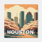 Houston Texas vintage Magneet (Voorkant)