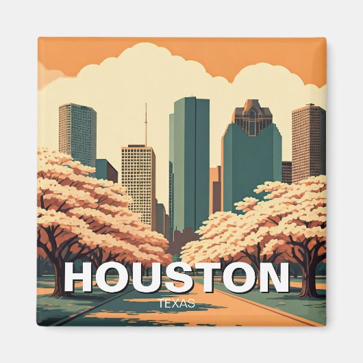 Houston Texas vintage Magneet (Voorkant)